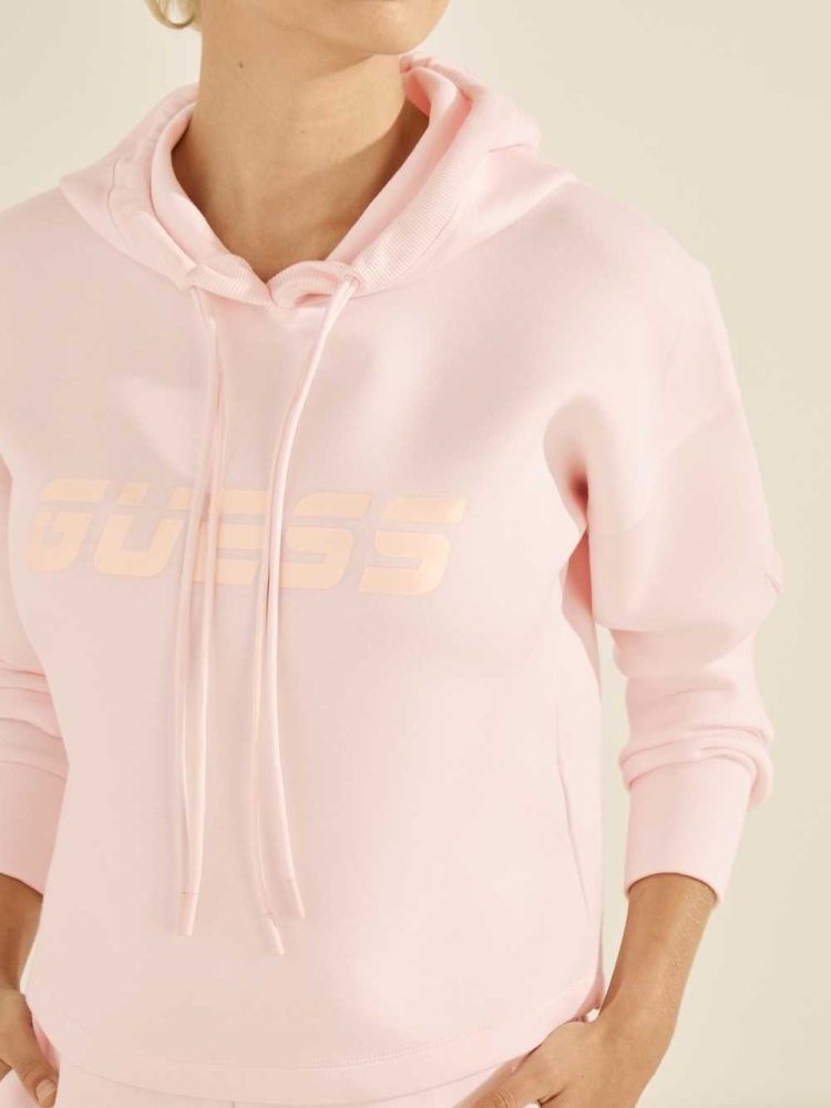 Rose Women's GUESS Double Drawstring Hooded Sweatshirt | USA49RYPUN