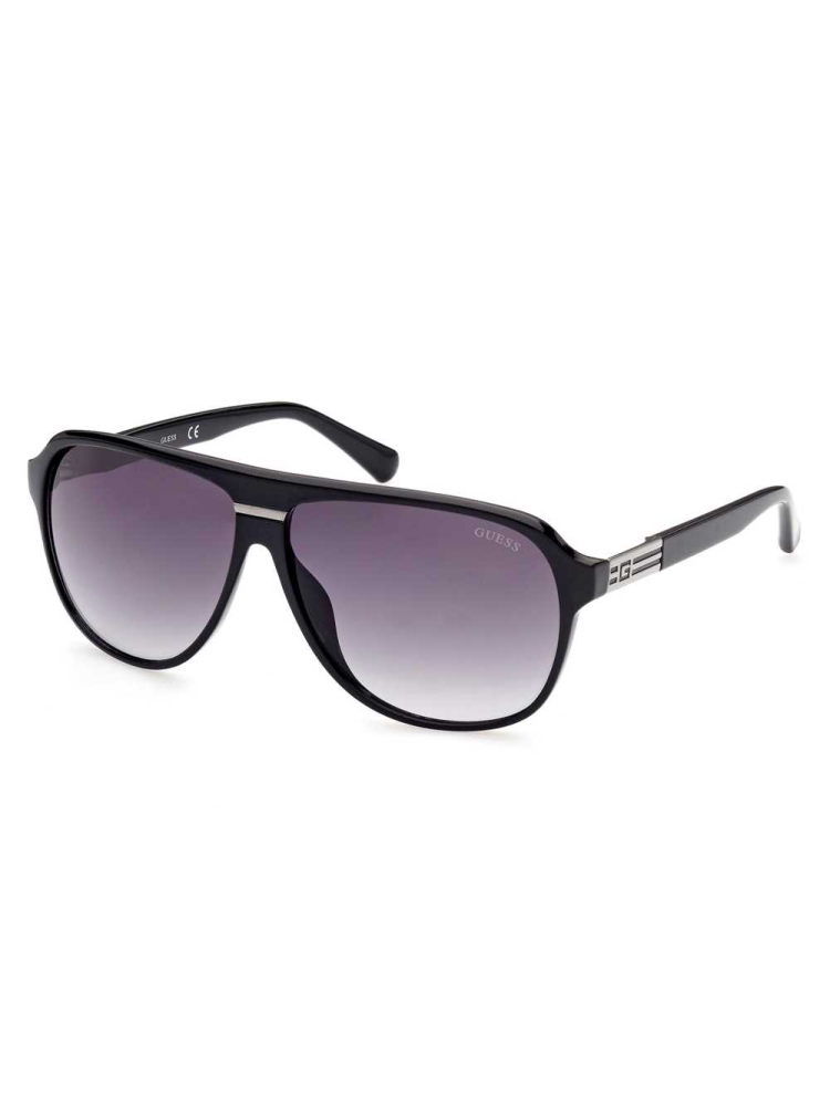 Silver Men's GUESS Aviator Sunglasses | USA12MKORD