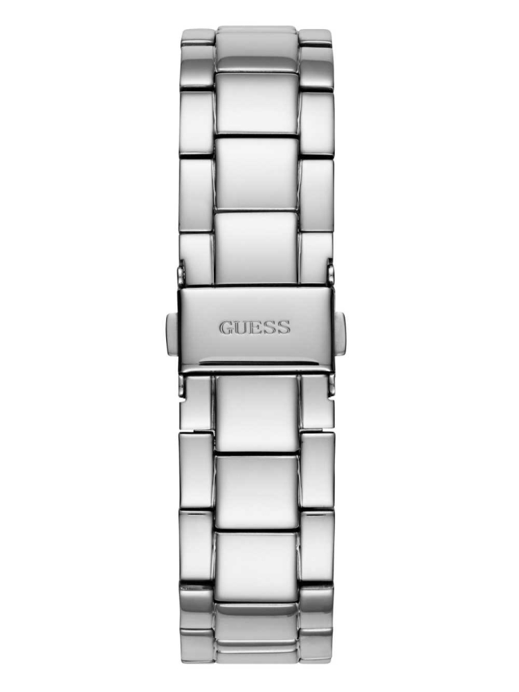 Silver Men's GUESS Silver-Tone Watches | USA64HWJLM