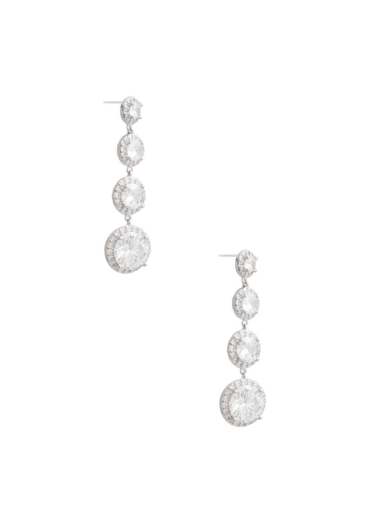 Silver Women's GUESS Cubic Zirconia Cascading Earrings | USA24CBTVH