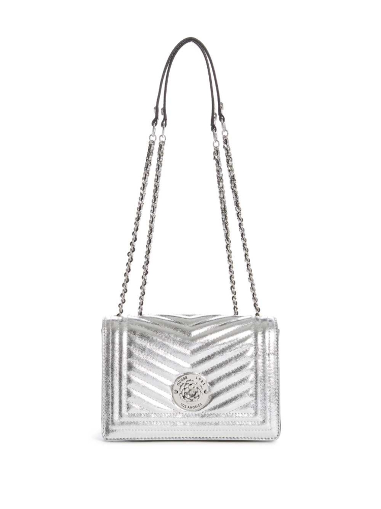 Silver Women\'s GUESS Lida Convertible Crossbodies | USA37JARME