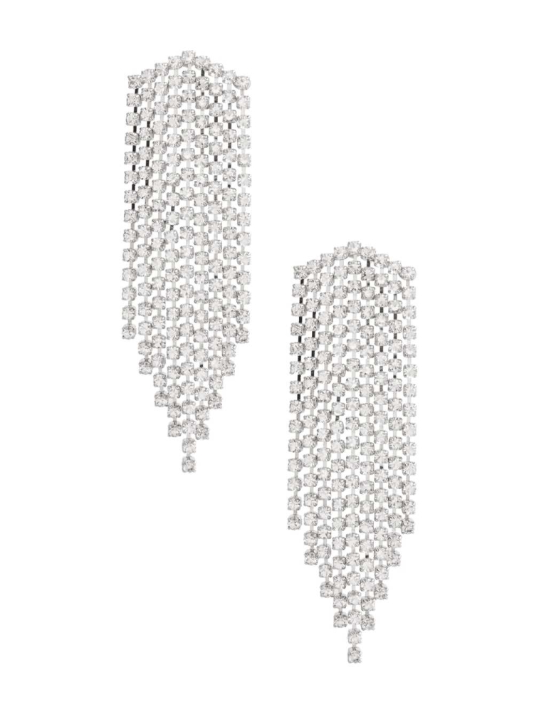 Silver Women\'s GUESS Rhinestone Fringe Earrings | USA72NVPLF