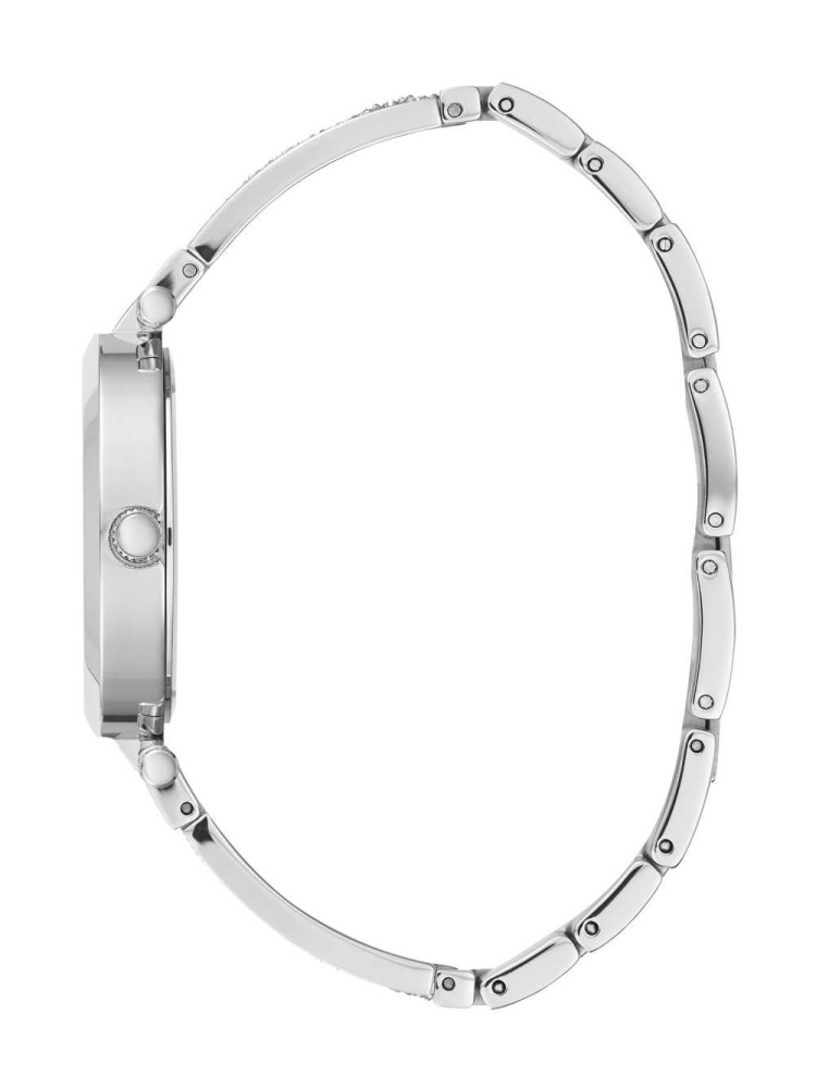 Silver Women's GUESS Silver-Tone Crystal Bangle Analog Watches | USA58WITDF