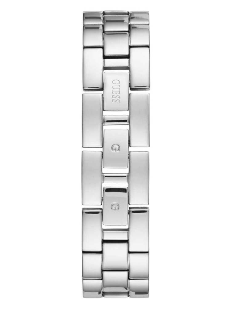 Silver Women's GUESS Silver-Tone Crystal Bangle Analog Watches | USA58WITDF