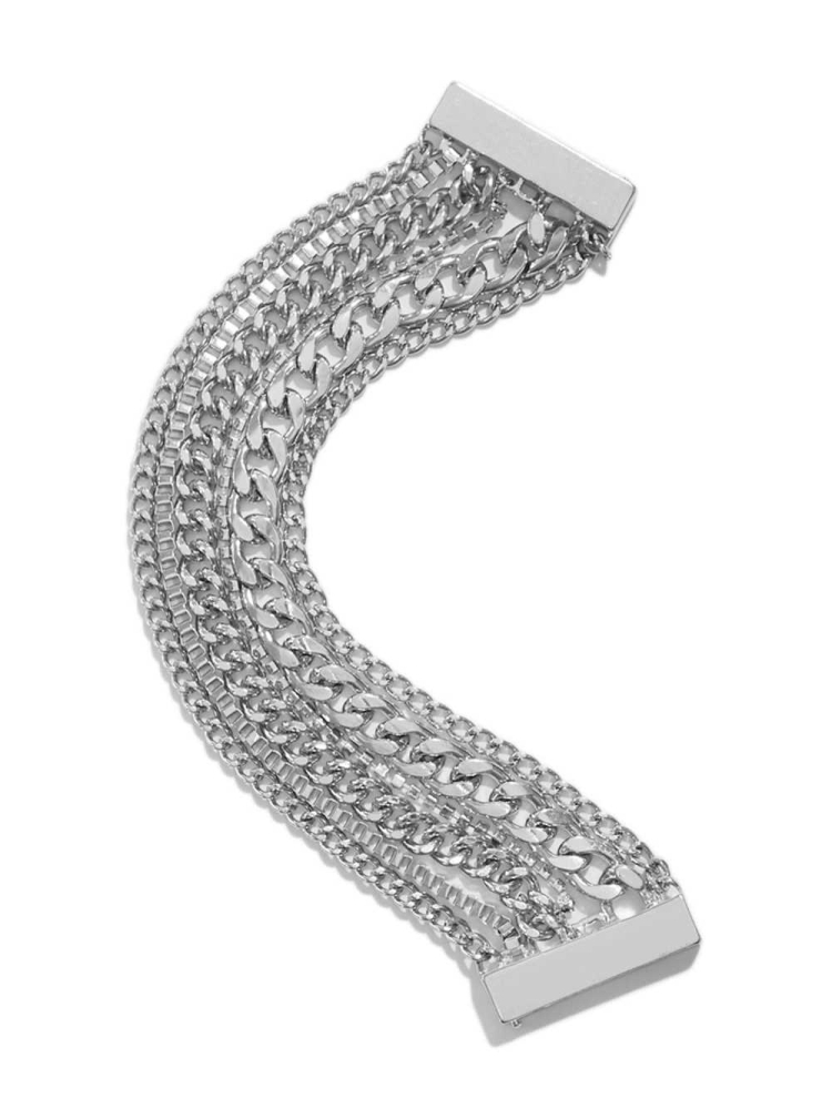 Silver Women\'s GUESS Silver-Tone Multi Chain Bracelet | USA86CBYHL