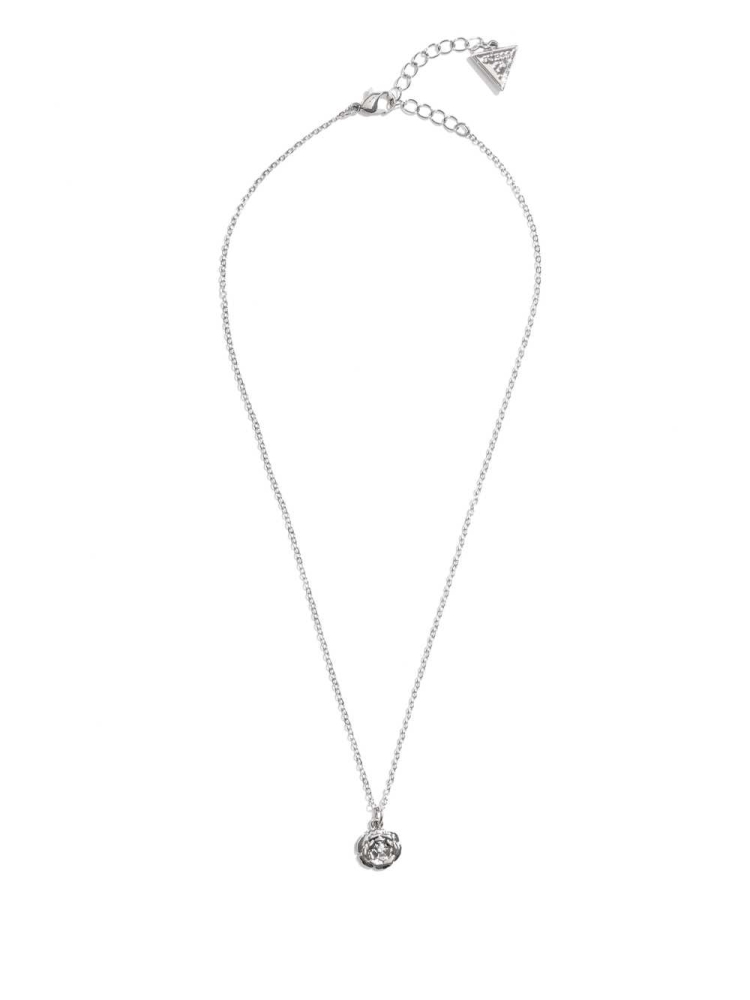 Silver Women\'s GUESS Silver-Tone Peony Necklace | USA86GYLMC