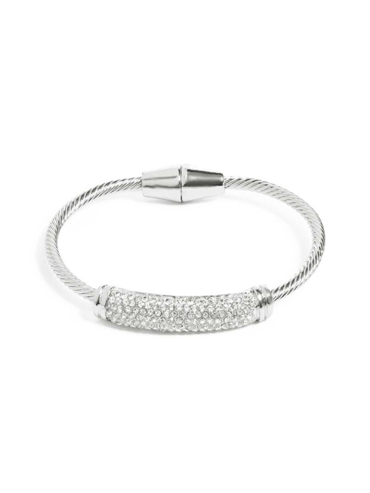 Silver Women's GUESS Twisted Magnetic Bracelet | USA86KBOXF