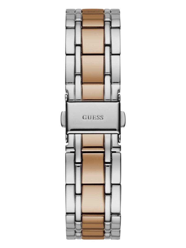 Silver Women's GUESS Two-Tone Diamond Analog Watches | USA89QDGVE