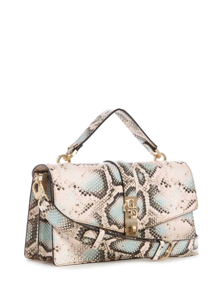 Snake Women's GUESS Albury Top-Handle Flap Crossbodies | USA65JFONV