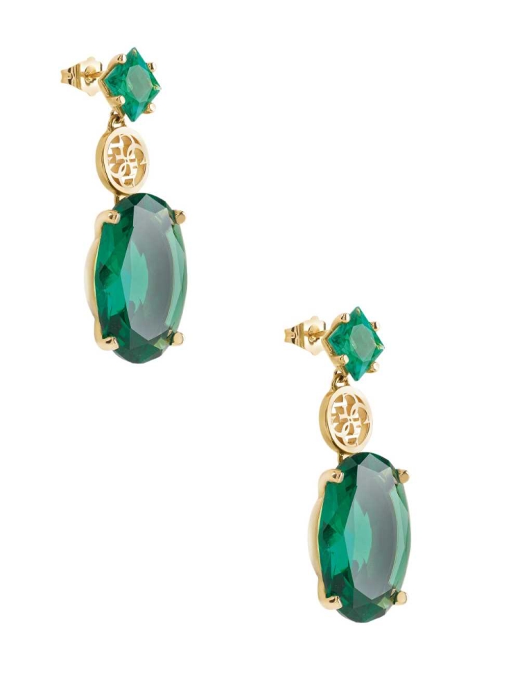 Turquoise Gold Women's GUESS Gold-Tone Emerald Drop Earrings | USA05UPCBT