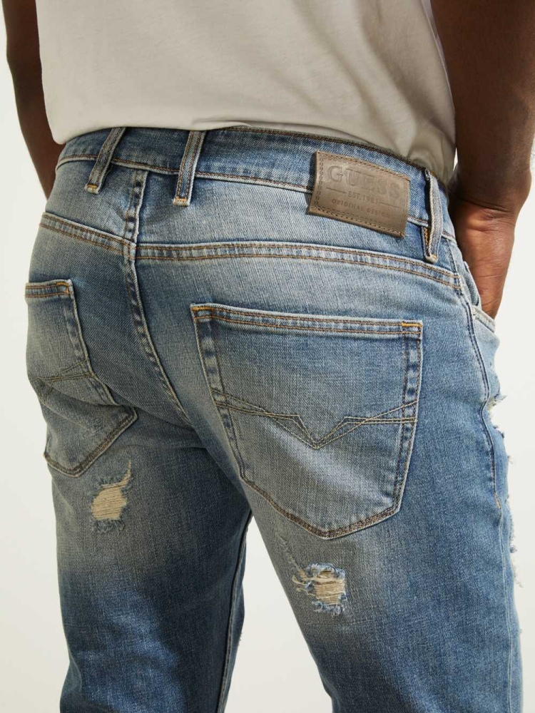 Wash Men's GUESS Destroyed Utility Patch Jeans | USA82VNRZS