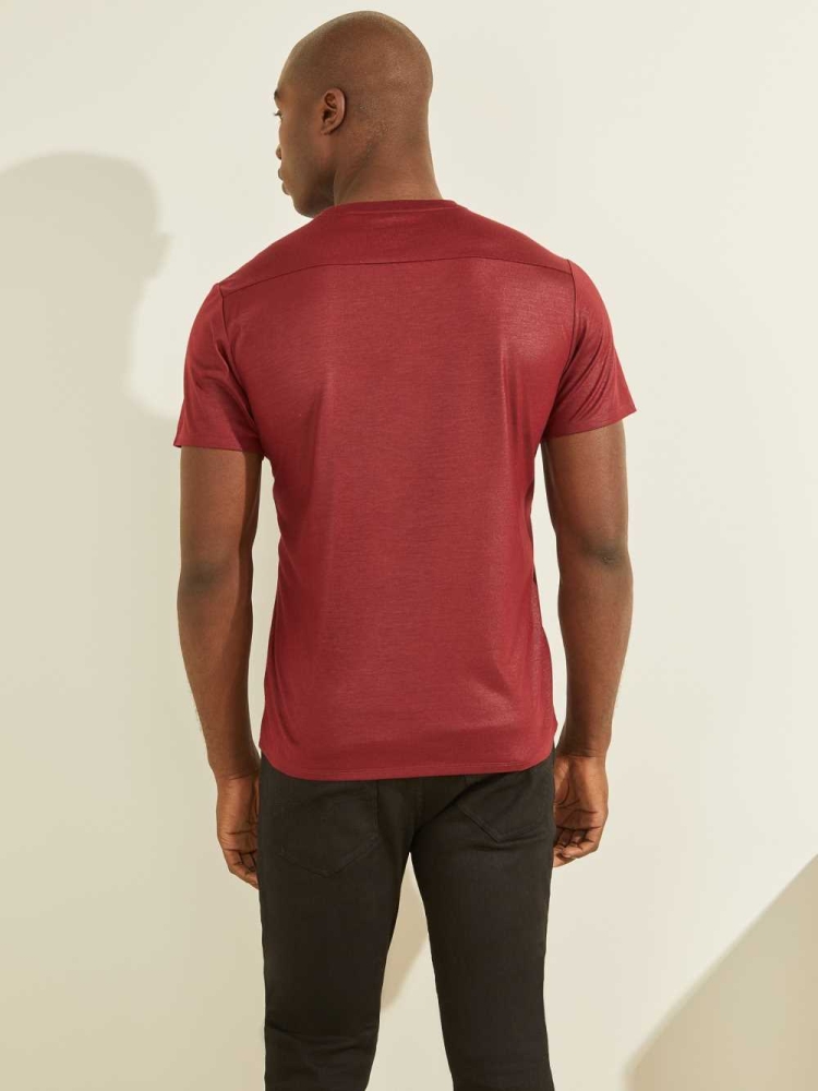 Wash Men's GUESS Mason Yoke V-Neck T-Shirts | USA24ZQAWX