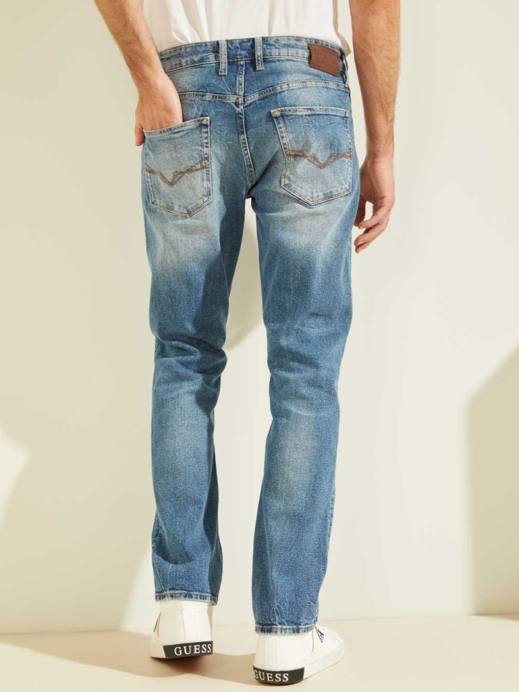 Wash Men's GUESS Regular Straight Faded Jeans | USA49BQUNM