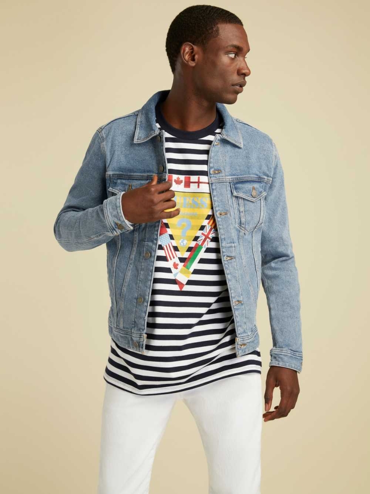 Wash Men's GUESS Summer Games Denim Jackets | USA62EUPWH