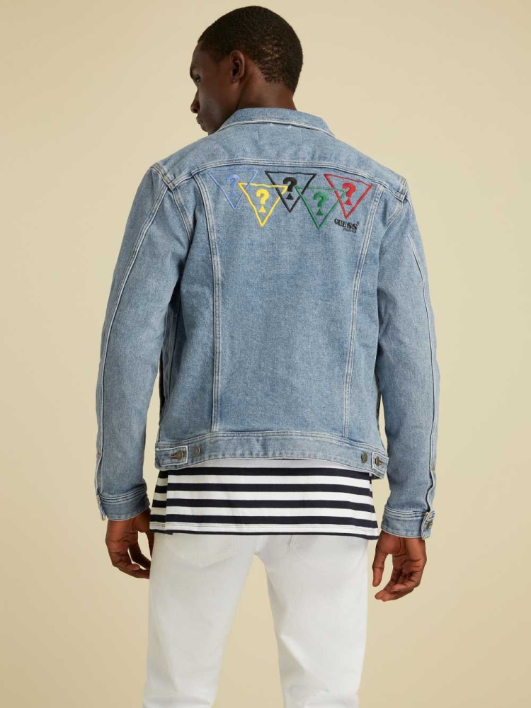 Wash Men's GUESS Summer Games Denim Jackets | USA62EUPWH