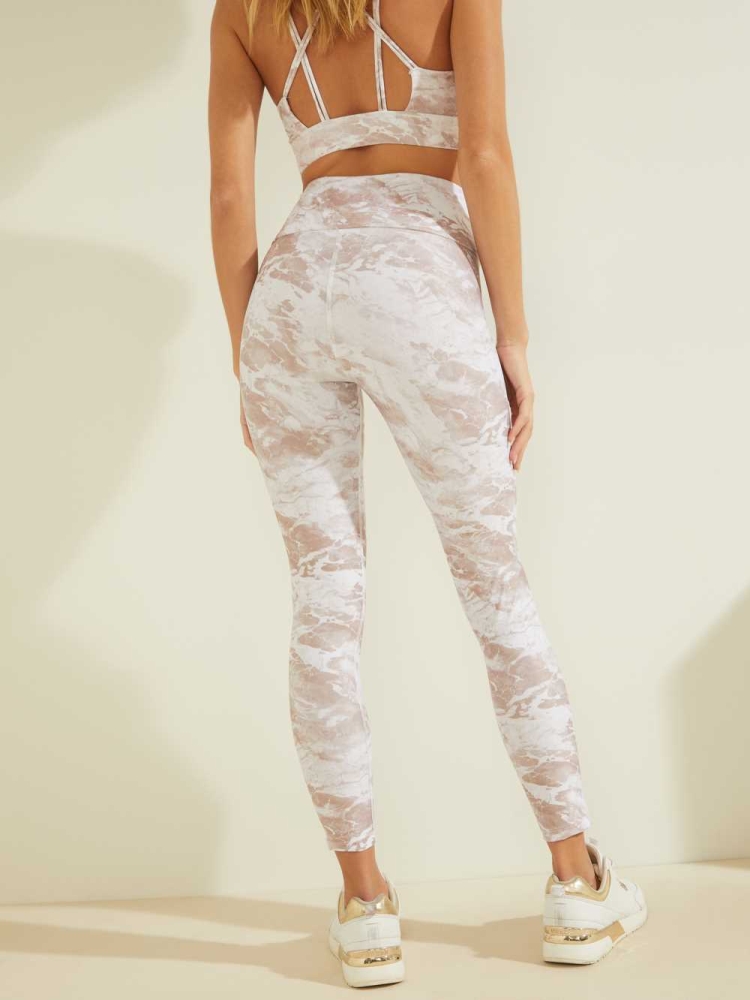 White Flower Women's GUESS Eco Marble Leggings | USA32RIDLF