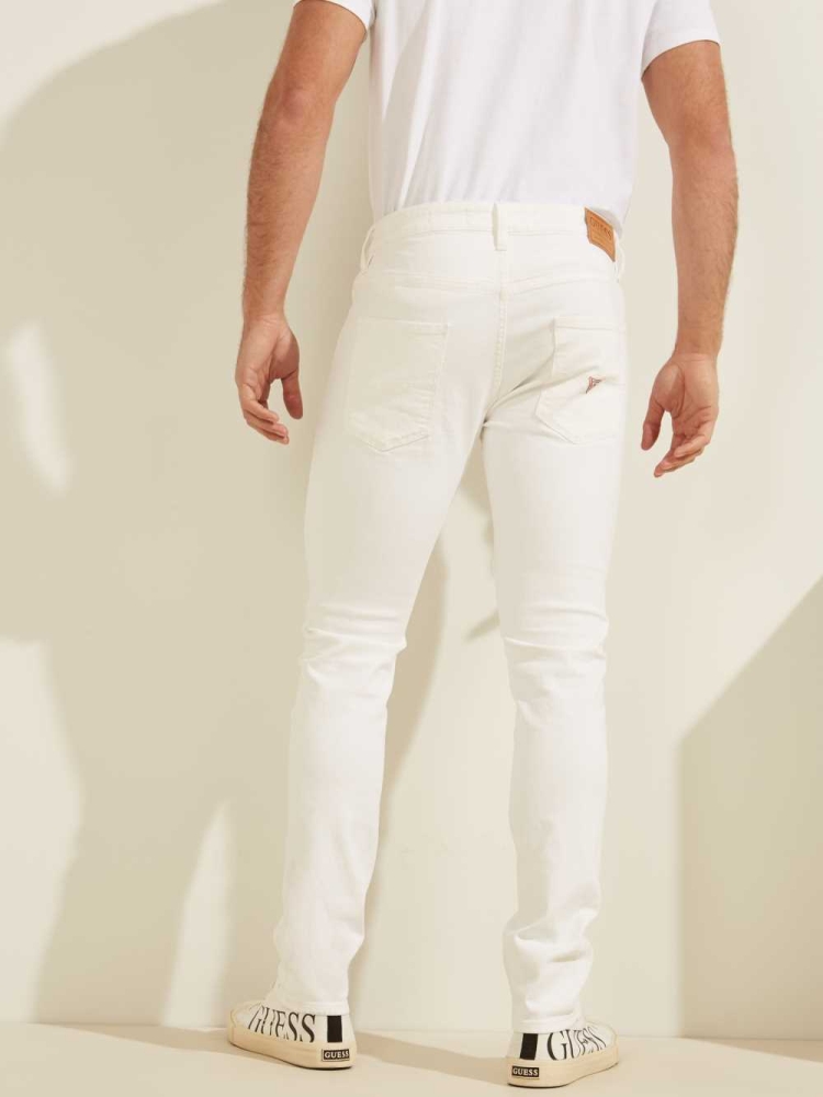 White Men's GUESS Classic Solid Skinny Jeans | USA26JGMWS