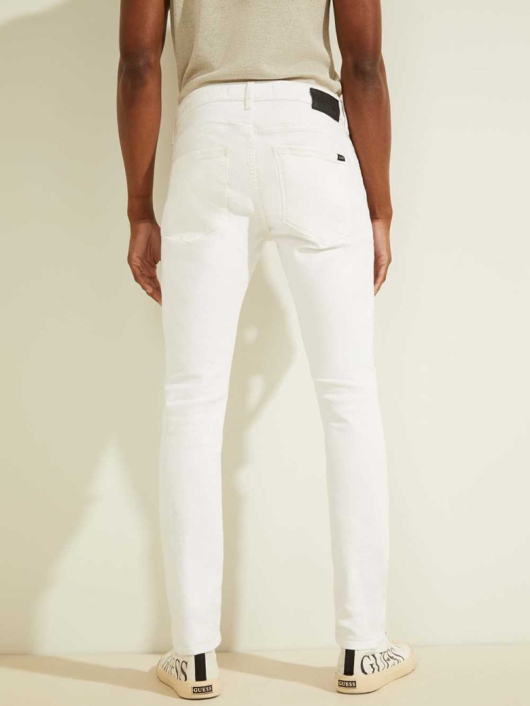 White Men's GUESS Destroyed Painter's Skinny Jeans | USA31KNZPU