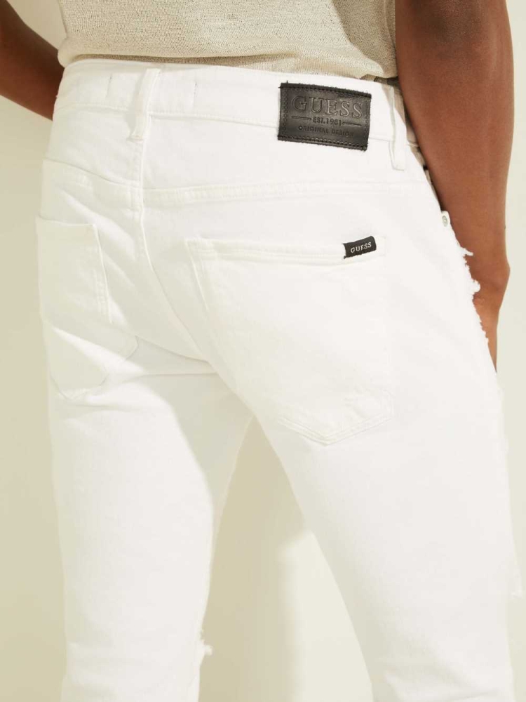 White Men's GUESS Destroyed Painter's Skinny Jeans | USA31KNZPU