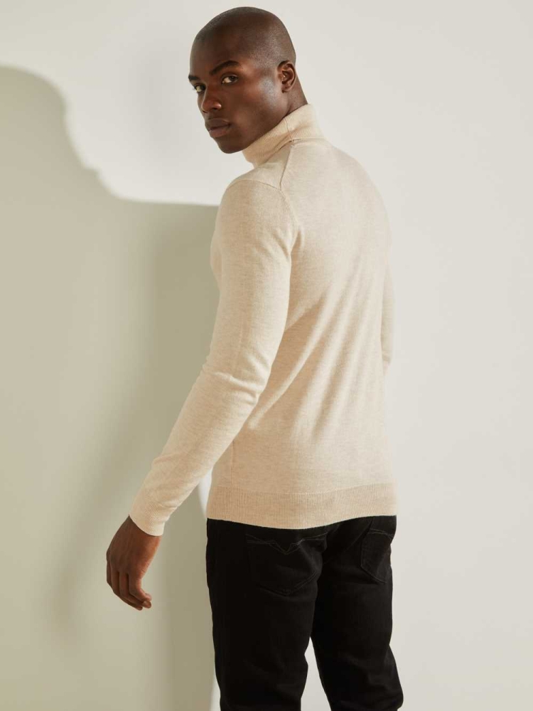 White Men's GUESS Eco Lane Basic Turtleneck T-Shirts | USA05LSQEH