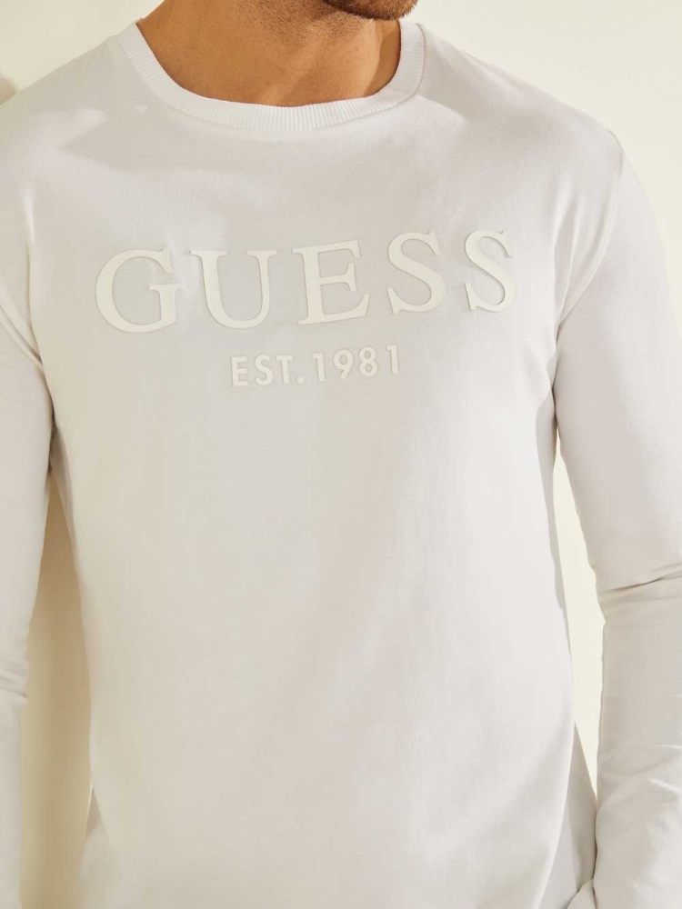 White Men's GUESS Gammy Logo Shirts | USA59TRFHP