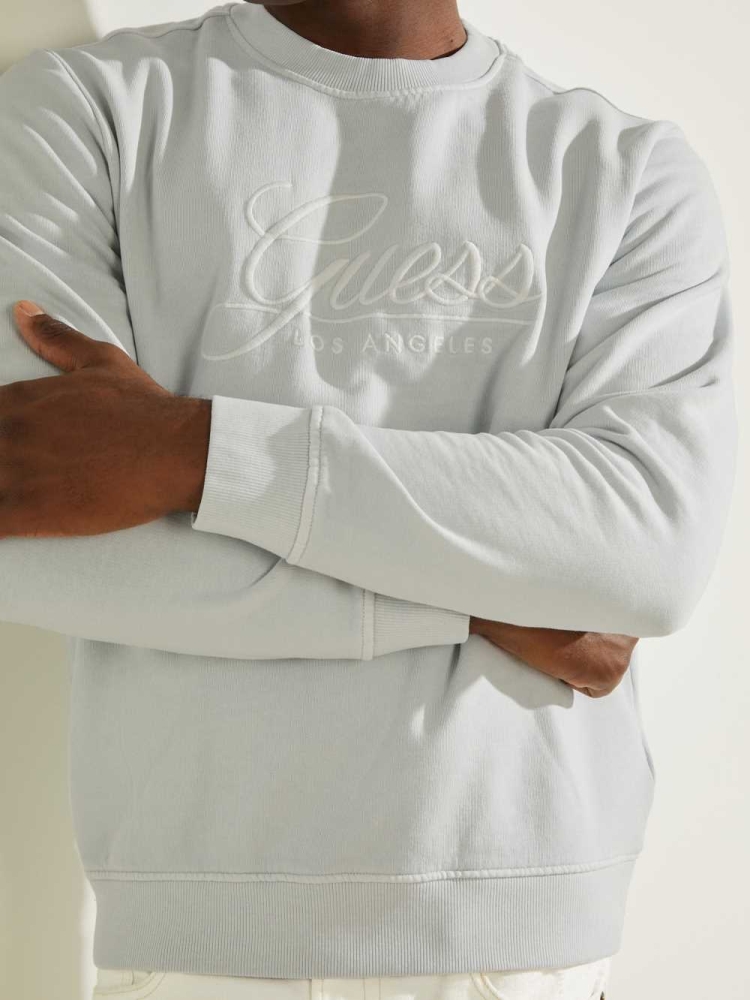 White Men's GUESS Melvyn Pullover Sweatshirt | USA12PUZGS