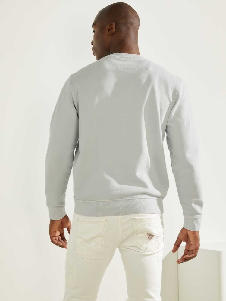 White Men's GUESS Melvyn Pullover Sweatshirt | USA12PUZGS