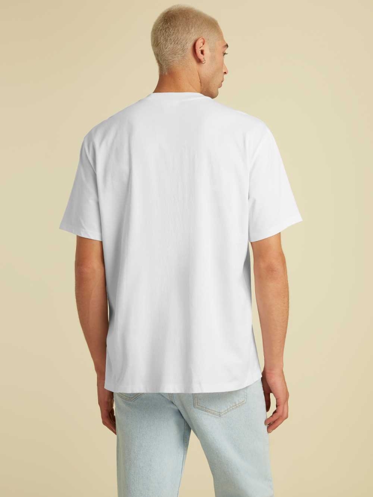 White Men's GUESS Originals Kit Pocket T-Shirts | USA72EOFMB