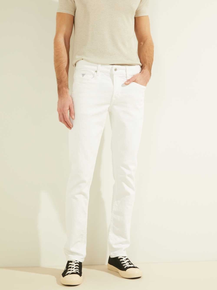 White Wash Men\'s GUESS Slim Tapered Jeans | USA80WLKZS