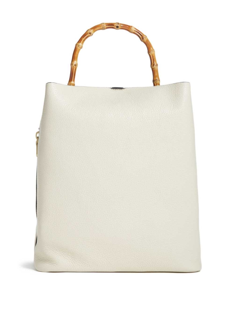 White Women's GUESS Aida Leather Hobo Totes | USA38BNKUT