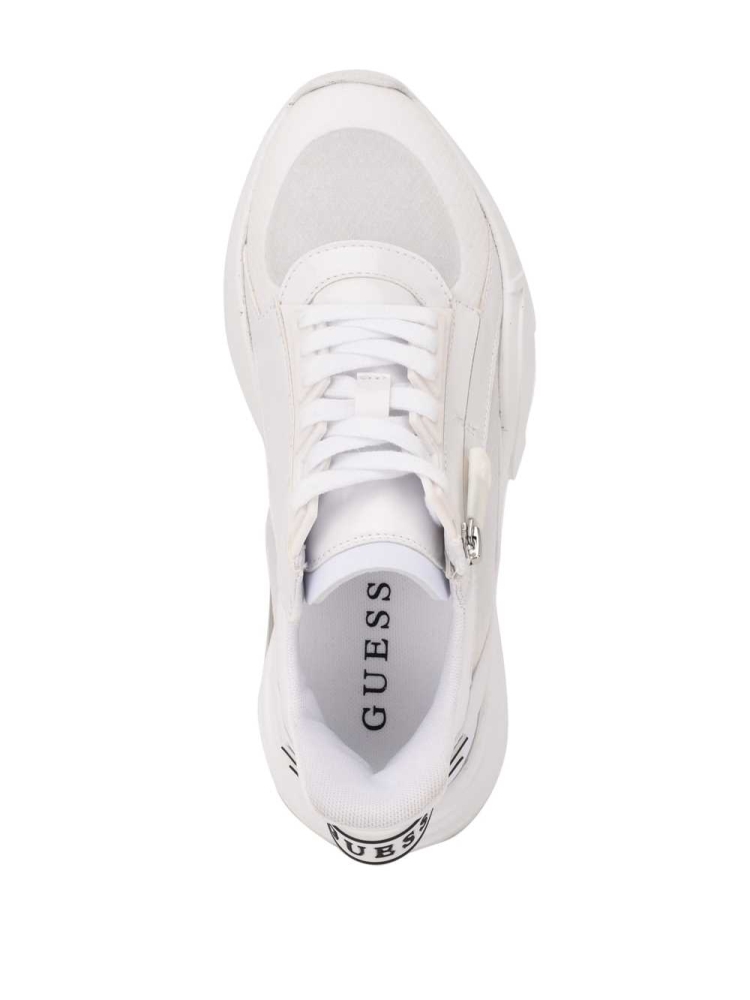 White Women's GUESS Bailian Side-Zip Sneakers | USA17CDZBH