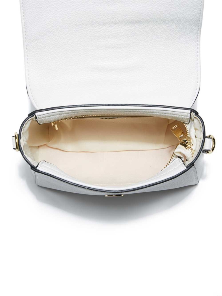 White Women's GUESS Cara Buckle Crossbodies | USA95OGCKM