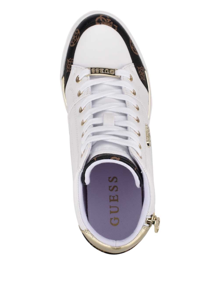 White Women's GUESS Figz Logo Wedge Sneakers | USA51VQGKP