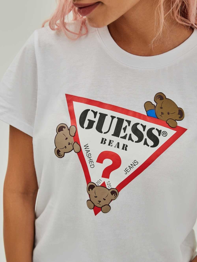 White Women's GUESS Kaira Easy T-Shirts | USA42HROQN