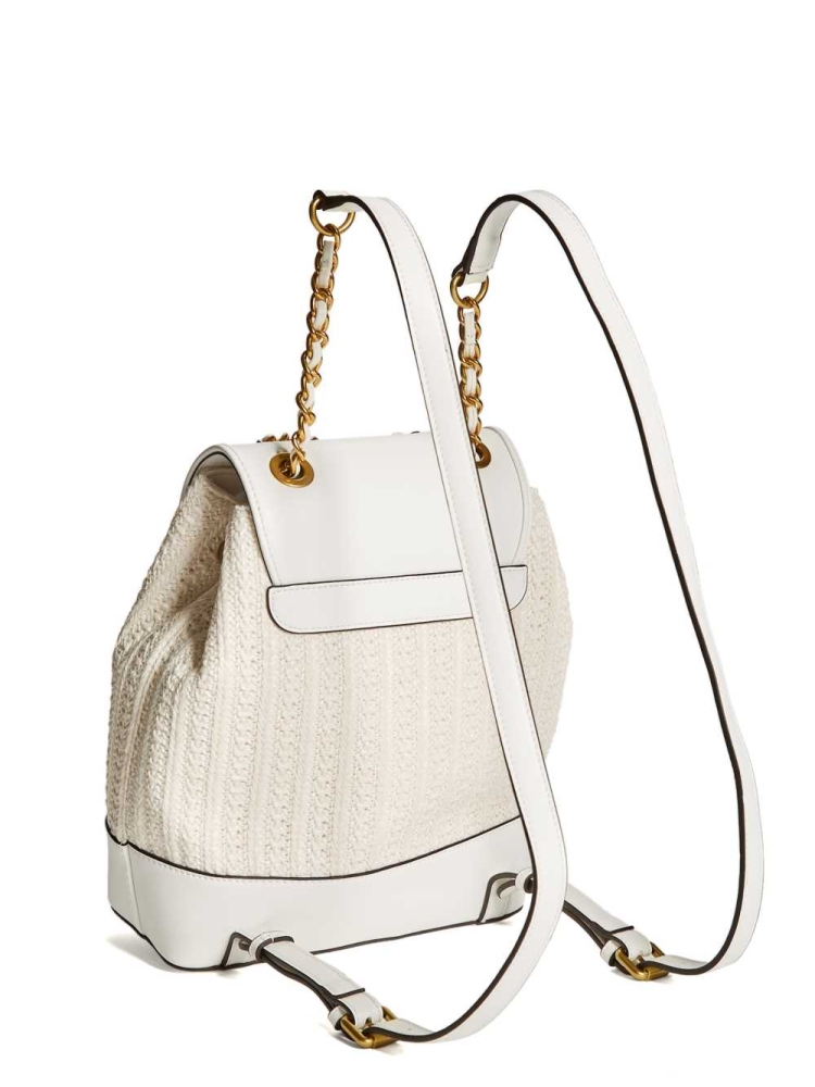 White Women's GUESS Kimi Backpacks | USA05HMALW