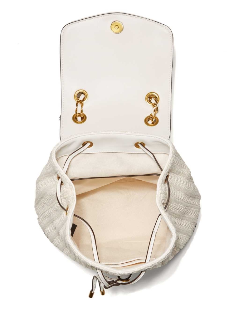 White Women's GUESS Kimi Backpacks | USA05HMALW