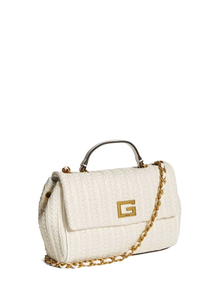 White Women's GUESS Kimi Small Convertible Crossbodies | USA29YESFQ