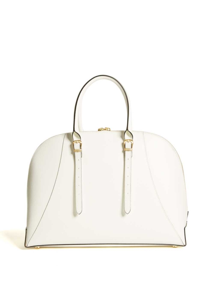 White Women's GUESS Lady Luxe Dome Satchels | USA50KEWBO