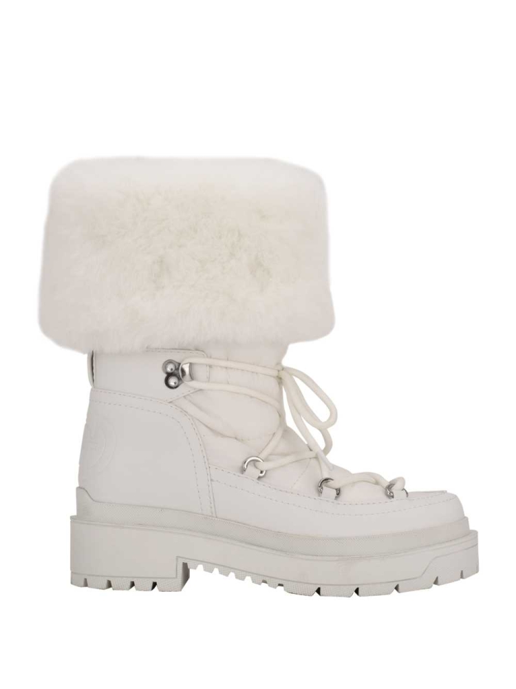 White Women's GUESS Larya Faux-Fur Snow Boots | USA09XUQJH