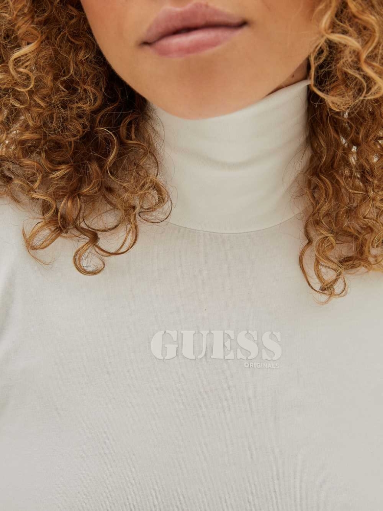 White Women's GUESS Originals Kit Logo Bodysuit | USA50AGUQH