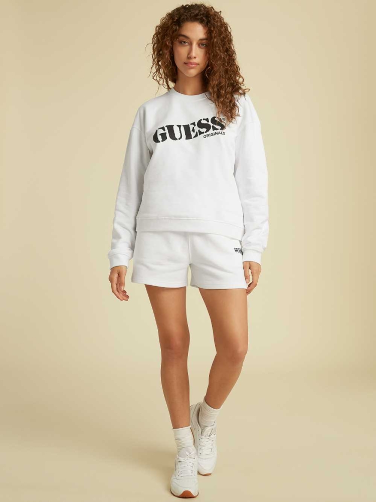 White Women's GUESS Originals Kit Sweatshirt | USA24XBGZV