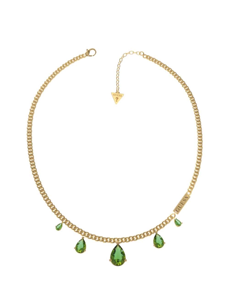 Yellow Gold Women\'s GUESS Gold-Tone Emerald Teardrop Necklace | USA29IUTPV