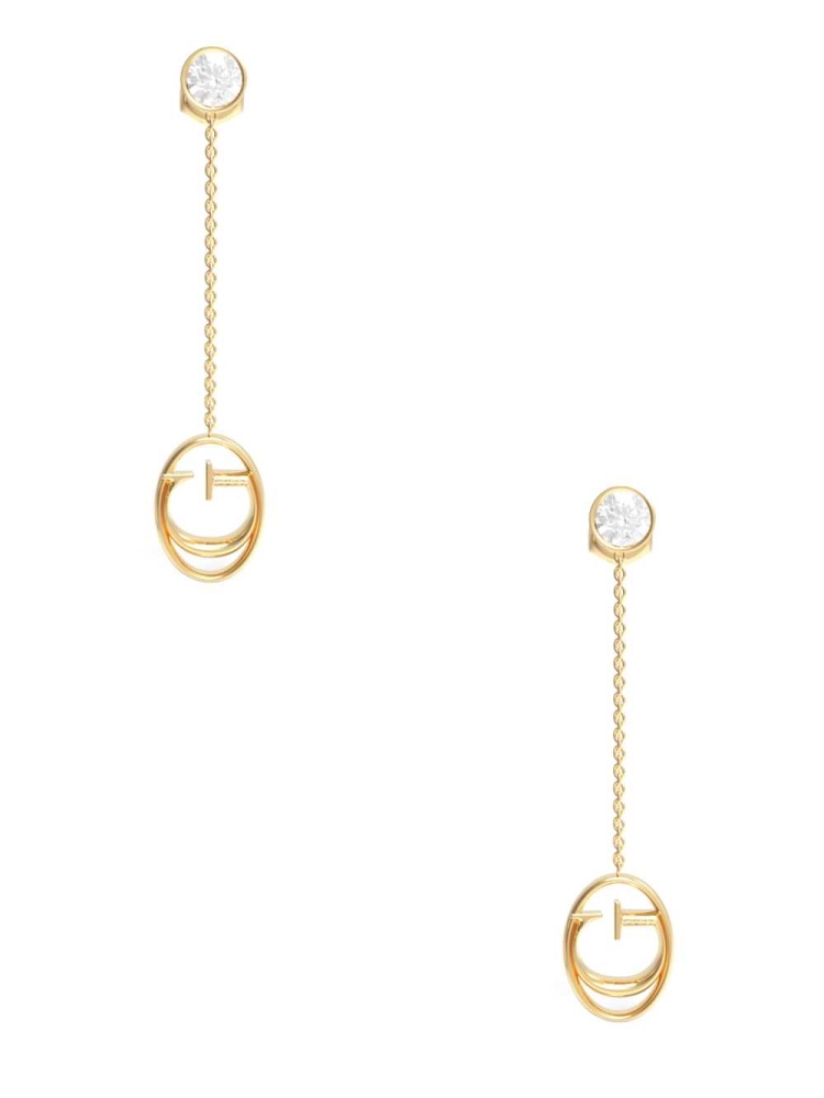 Yellow Gold Women's GUESS Gold-Tone Logo Pendant Drop Earrings | USA72VFYAM