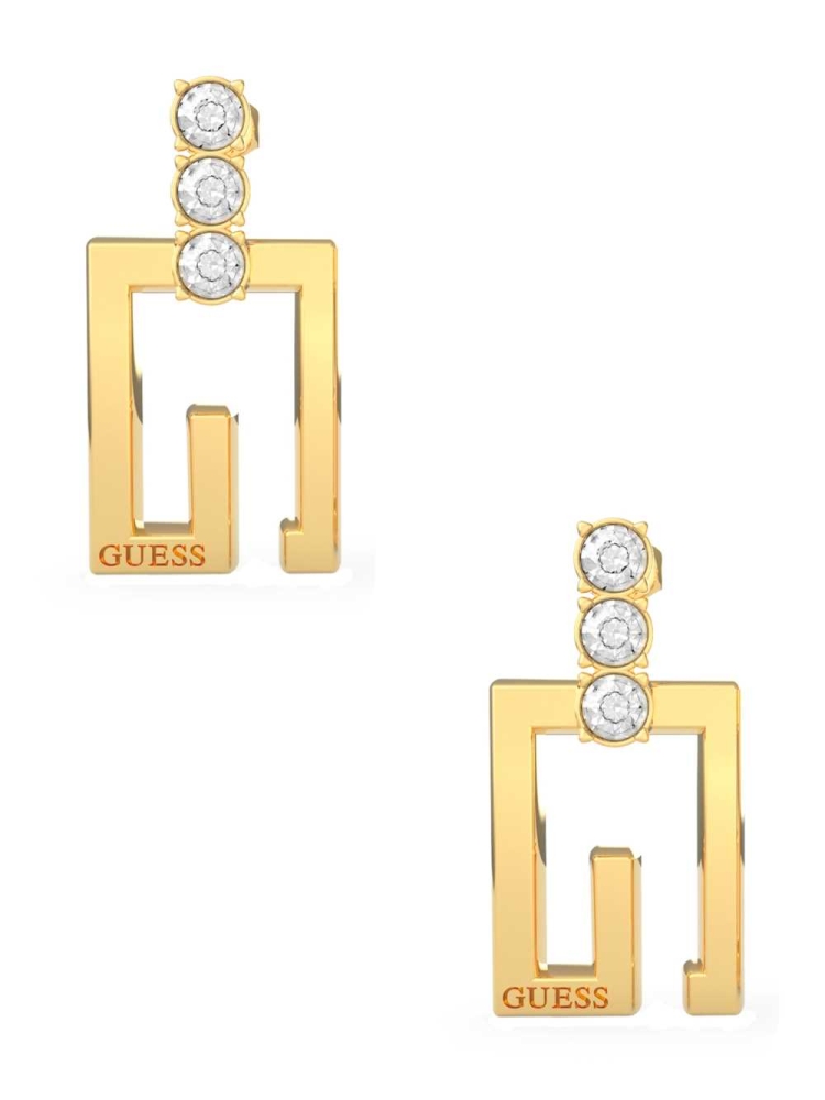 Yellow Gold Women\'s GUESS Gold-Tone Square G Logo Drop Earrings | USA35PGSFL