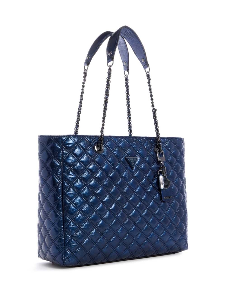 Yellow Women's GUESS Cessily Quilted Totes | USA72WFTJE