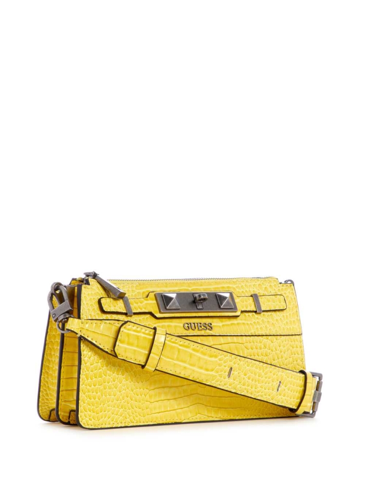 Yellow Women's GUESS Raffie Mini Crossbodies | USA75GXULR